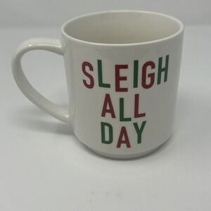 Parker Lane Stoneware Sleigh All Day Coffee Tea Mug Hot Cocoa Christmas Holiday